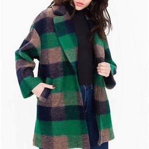 American Apparel green plaid wool coat